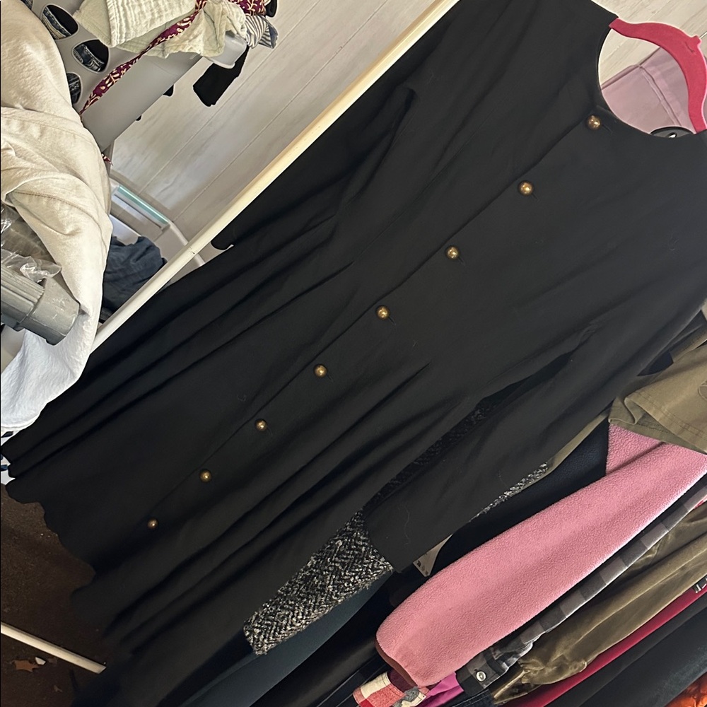 Vintage Christian Lacroix Black button up back long sleeve Midi flare Dress